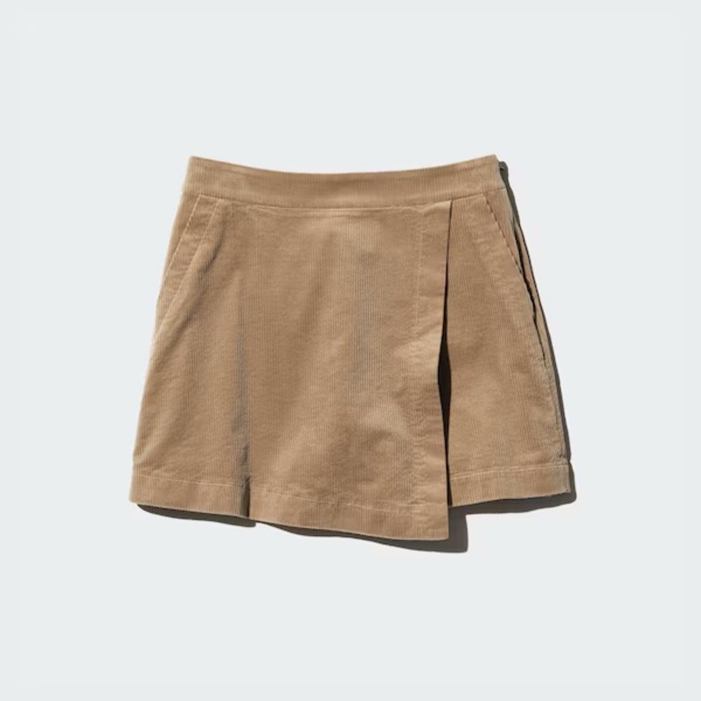 Uniqlo Tan Corduroy Skort with Elastic Waist